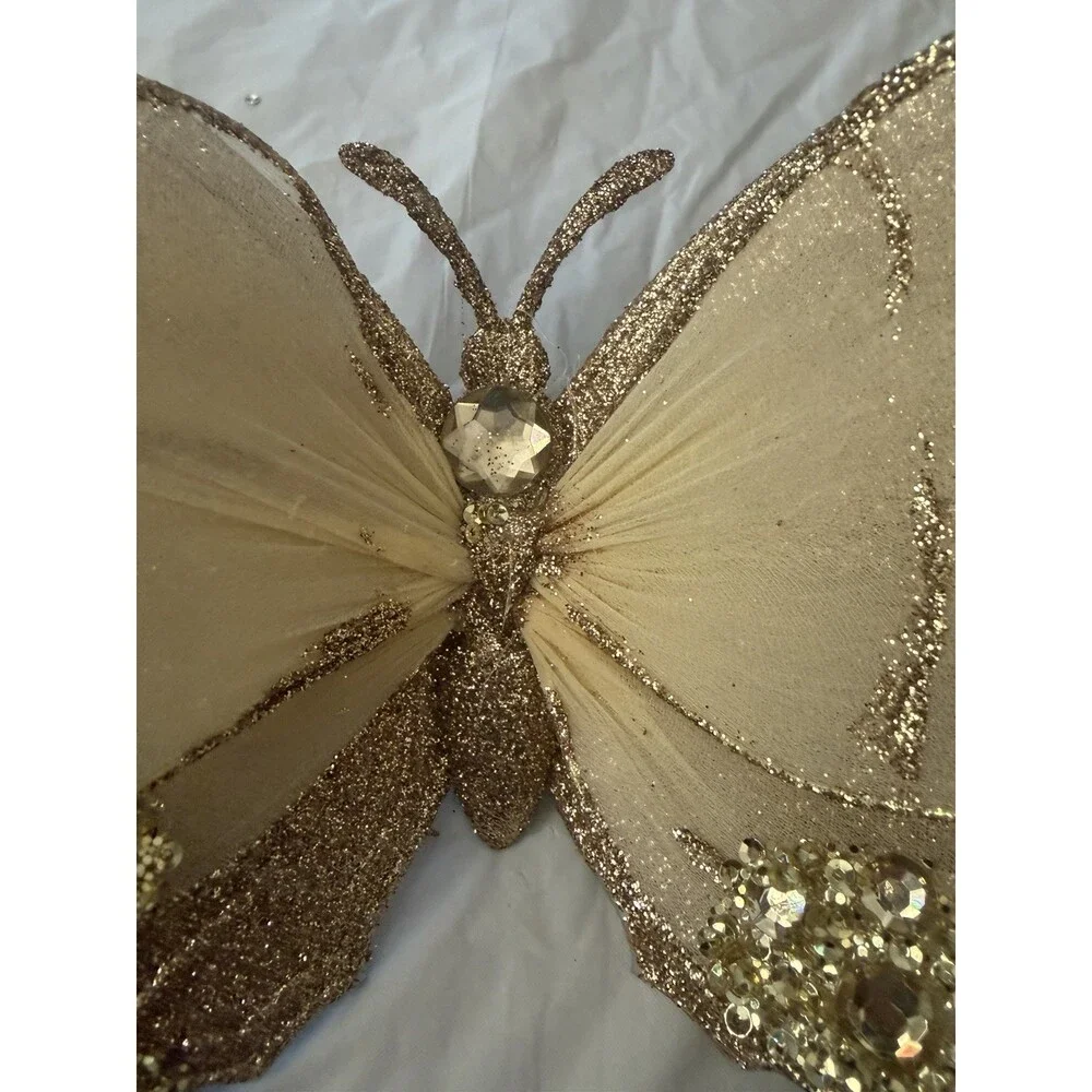 Holiday Gold‎ Butterfly Clip On Sparkly Bling 10”x7”